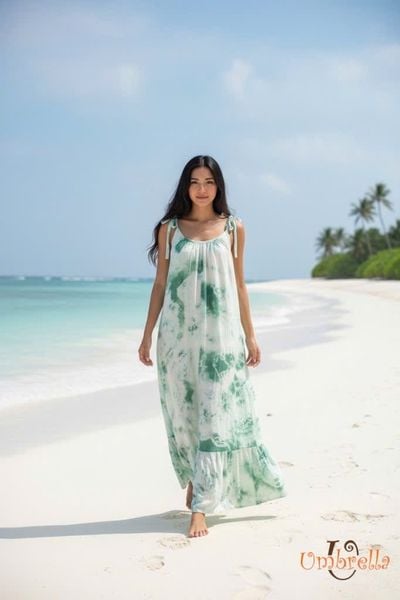  Đầm dài suông tơ loang 