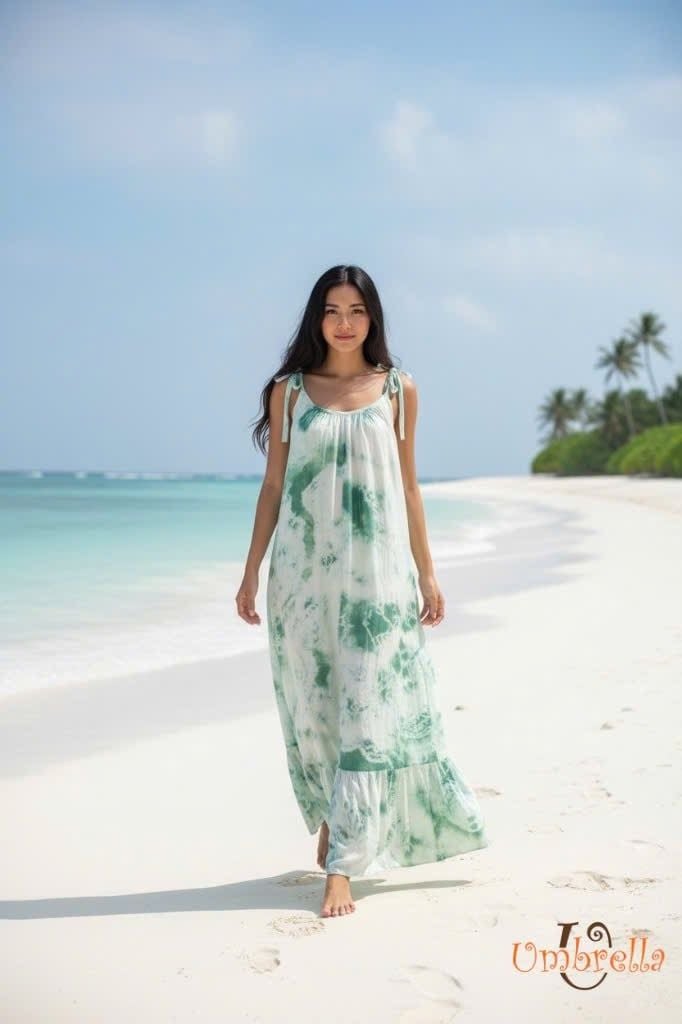  Đầm dài suông tơ loang 