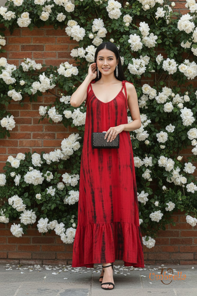  Đầm dài suông tơ loang 