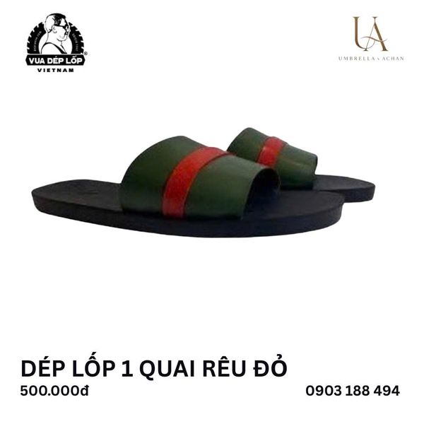  Dép lốp 1 quai rêu đỏ 