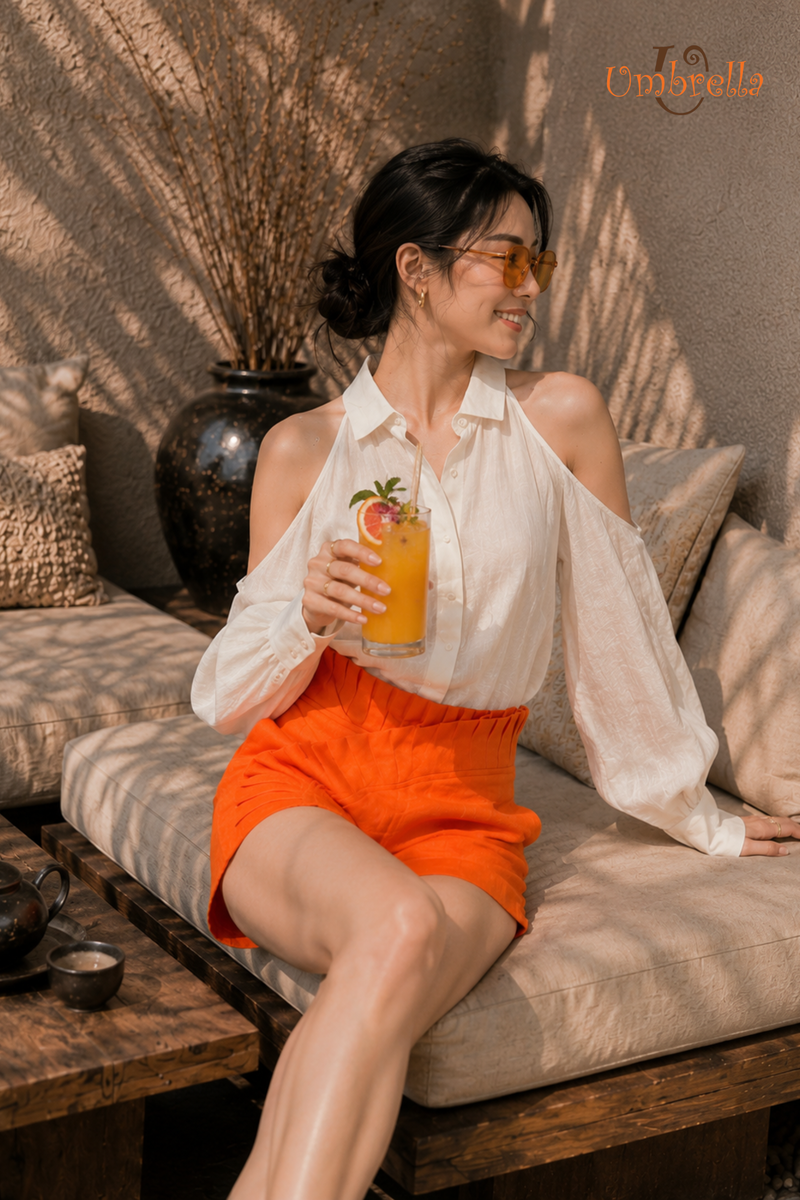  Áo sơ mi hở vai tay 