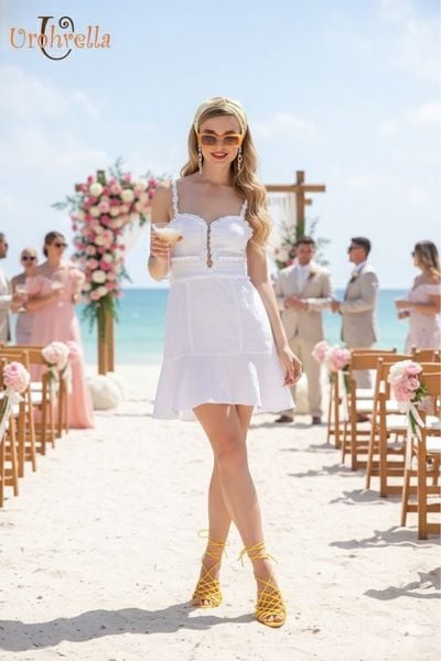  Đầm Linen 2 dây Ziczac sau 