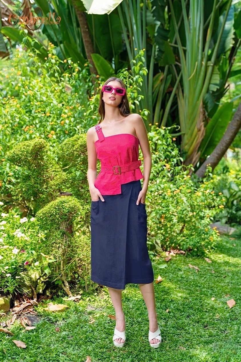  Váy Linen Xếp Hai Túi Trước 