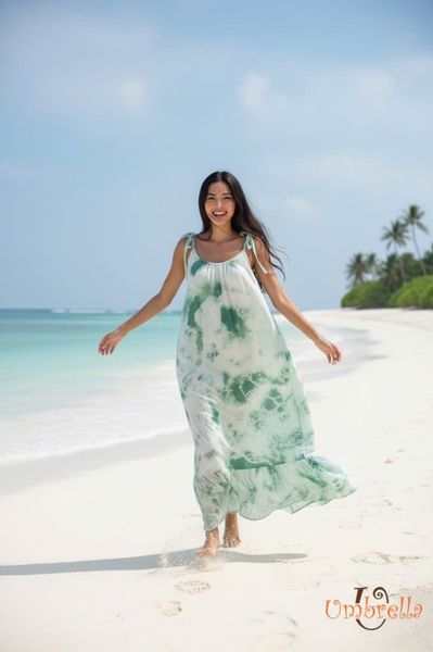  Đầm dài suông tơ loang 