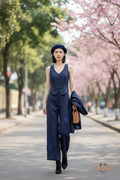  Quần dài Linen phối 3 crochet 