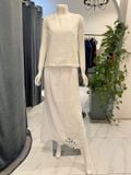  Váy Linen lưng thun phối ren 