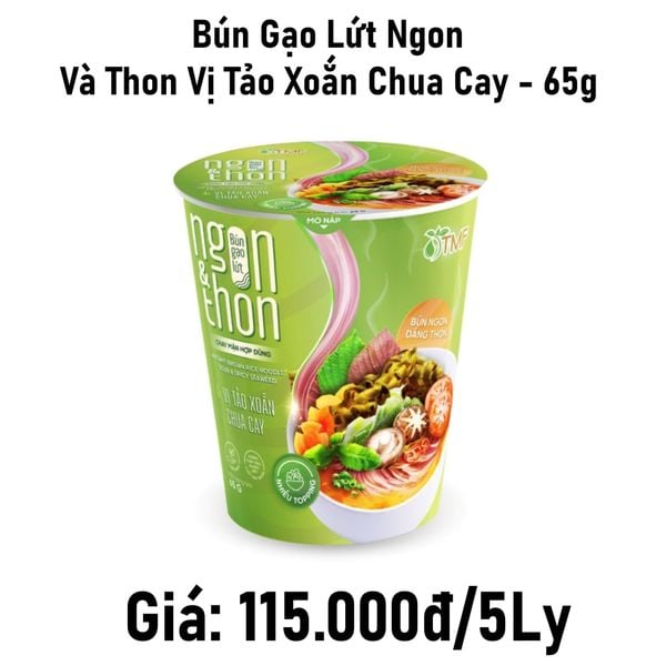  Combo 5 5 Ly bún gạo lứt ngon&thon vị tảo xoắn chua cay - 65g 