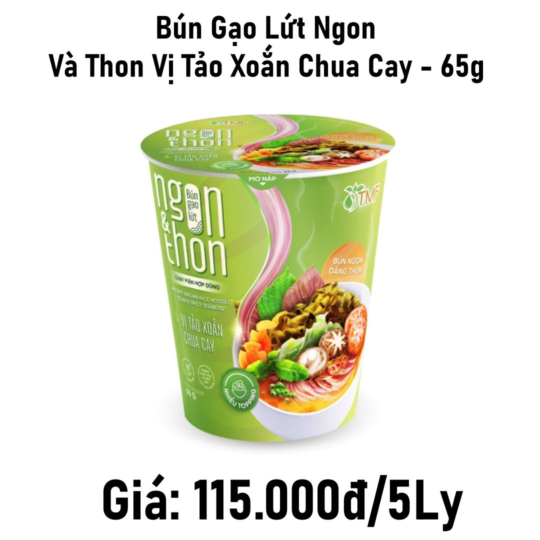  Combo 5 5 Ly bún gạo lứt ngon&thon vị tảo xoắn chua cay - 65g 