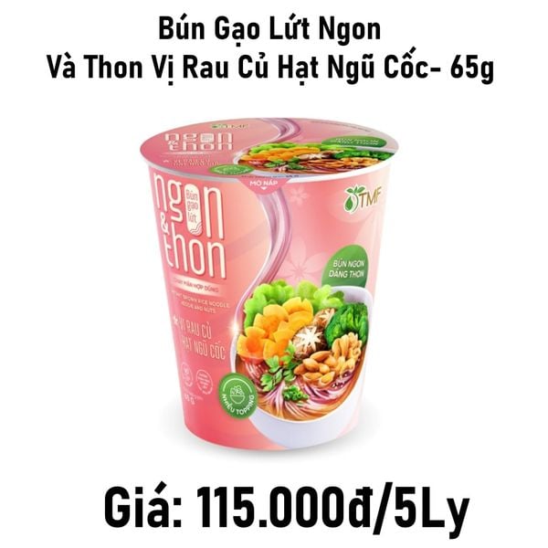  Combo 5 5 Ly bún gạo lứt ngon&thon vị rau củ hạt ngũ cốc - 65g 