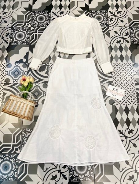  Váy Linen dài phối crochet 