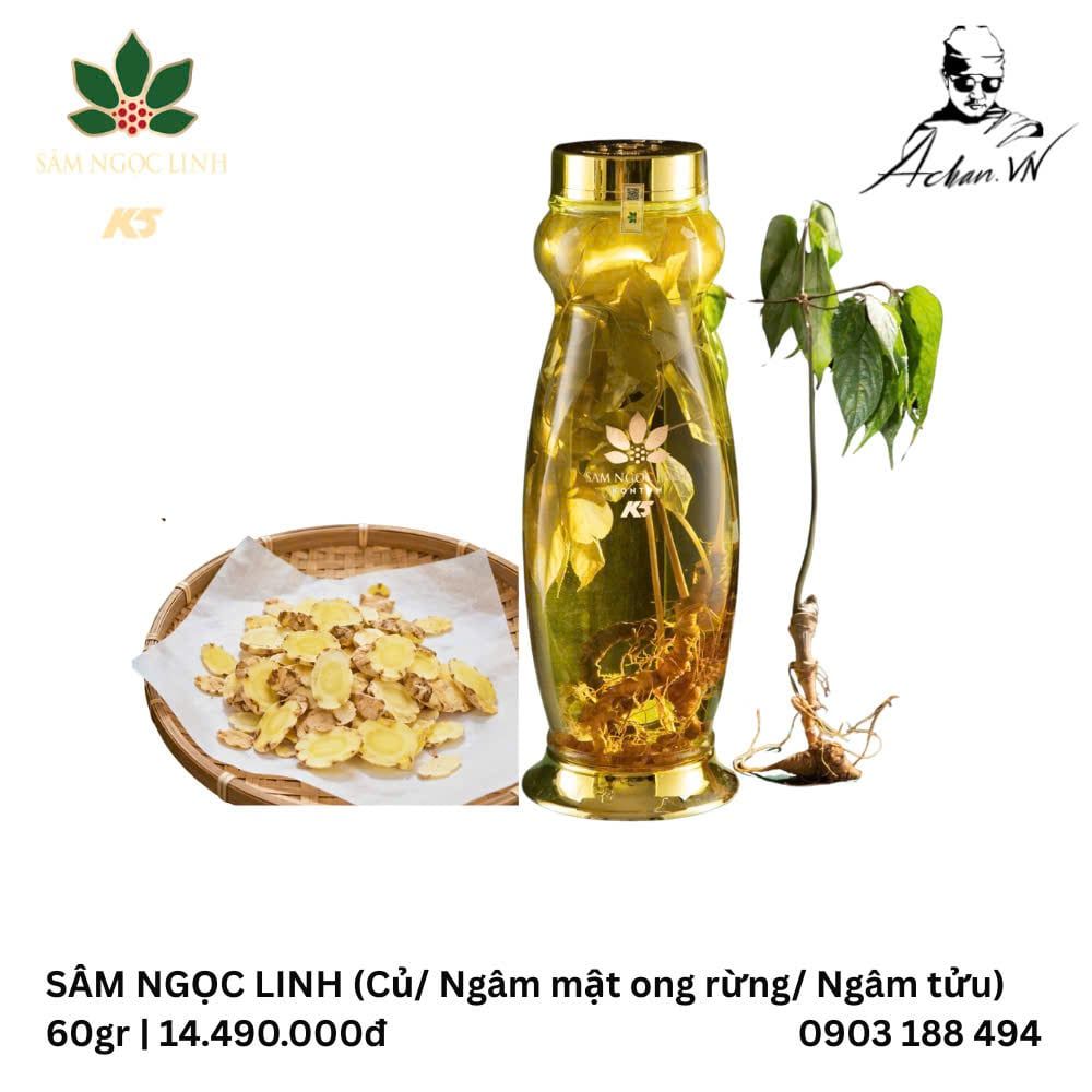  Sâm ngọc linh 60gr(Củ/ngâm mật ong rừng/ngâm tửu) 