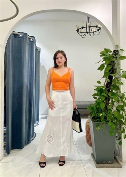  Váy Linen dài phối crochet 