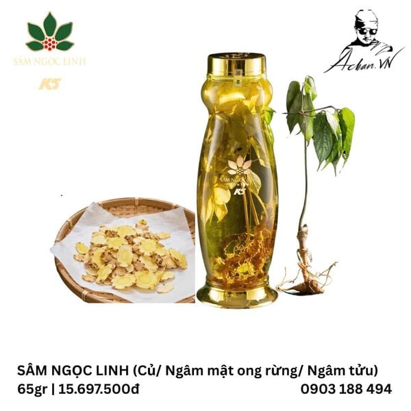  Sâm ngọc linh 65gr(Củ/ngâm mật ong rừng/ngâm tửu) 