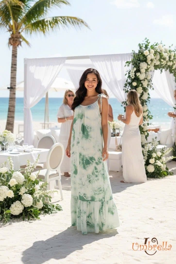  Đầm dài suông tơ loang 