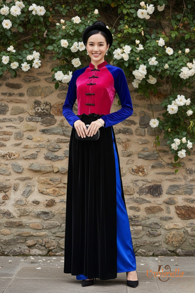  Áo dài nút trước 