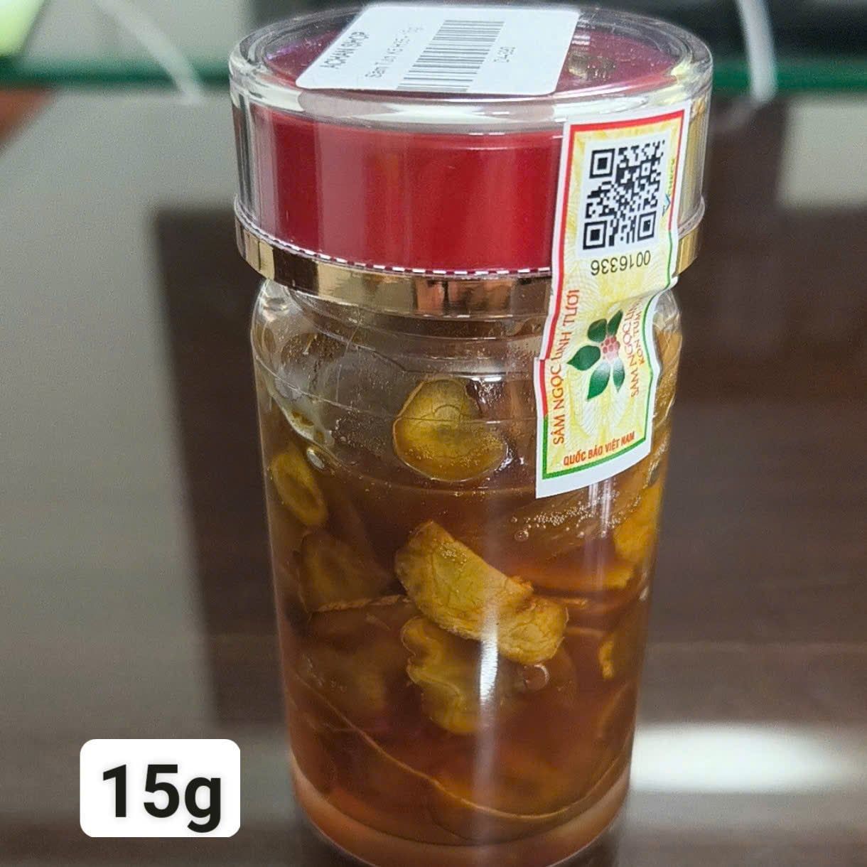  Sâm ngọc linh xắt lát 15gr(Sấy khô, ngâm mật ong rừng) 