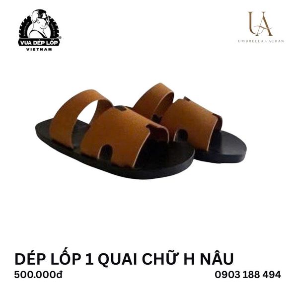  Dép lốp 1 quai chữ H Nâu 