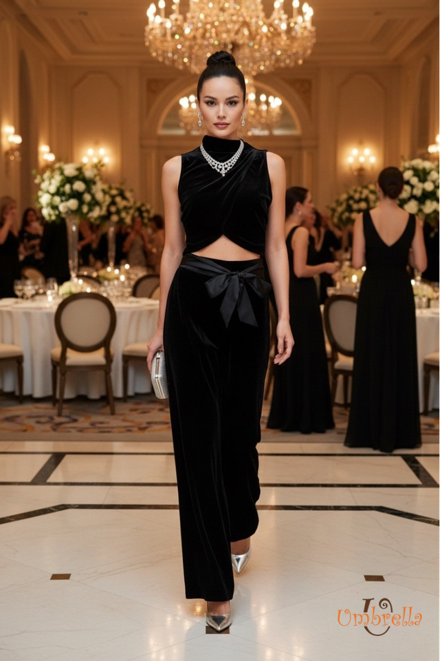  Quần nhung lưng cao thắt nơ 