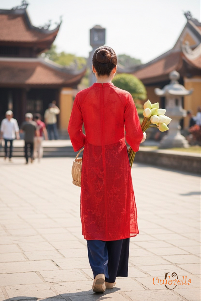  Áo dài Linen cách tân thêu 