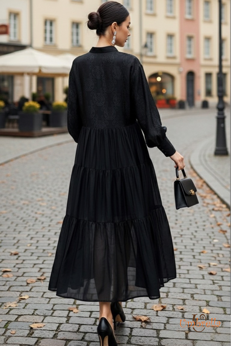  Đầm sơ mi Lụa suông 3 tầng 