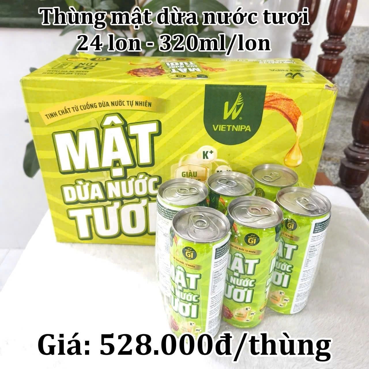  Thùng mật dừa nước tươi 24 lon - 320ml 
