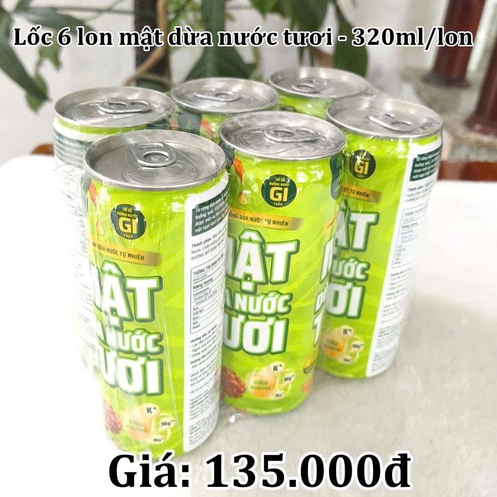  Lốc 6 lon mật dừa nước tươi - 320ml 