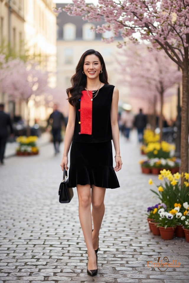  Áo nhung nút đắp 1 bên 