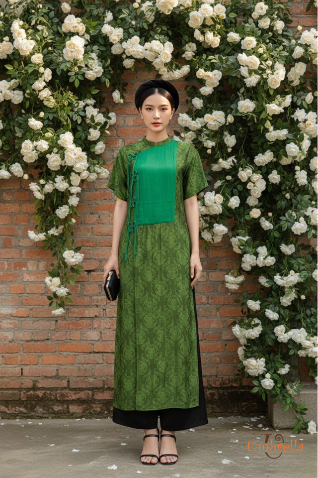  Áo dài Lụa đắp thân trước nơ 