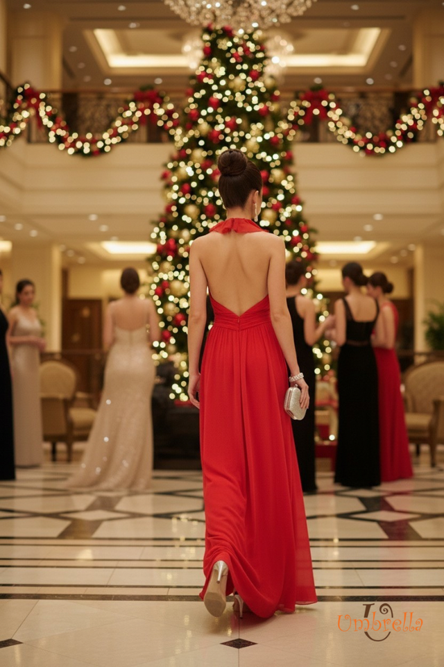  Đầm dài bèo cổ V 