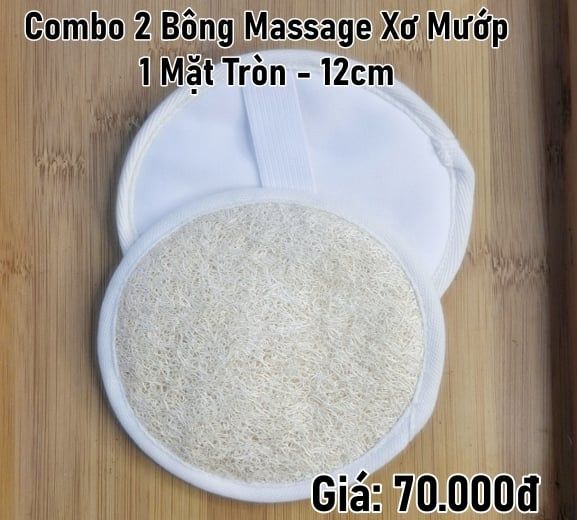  Bộ 2 2 bông Massage xơ mướp 1 mặt tròn - 12cm 