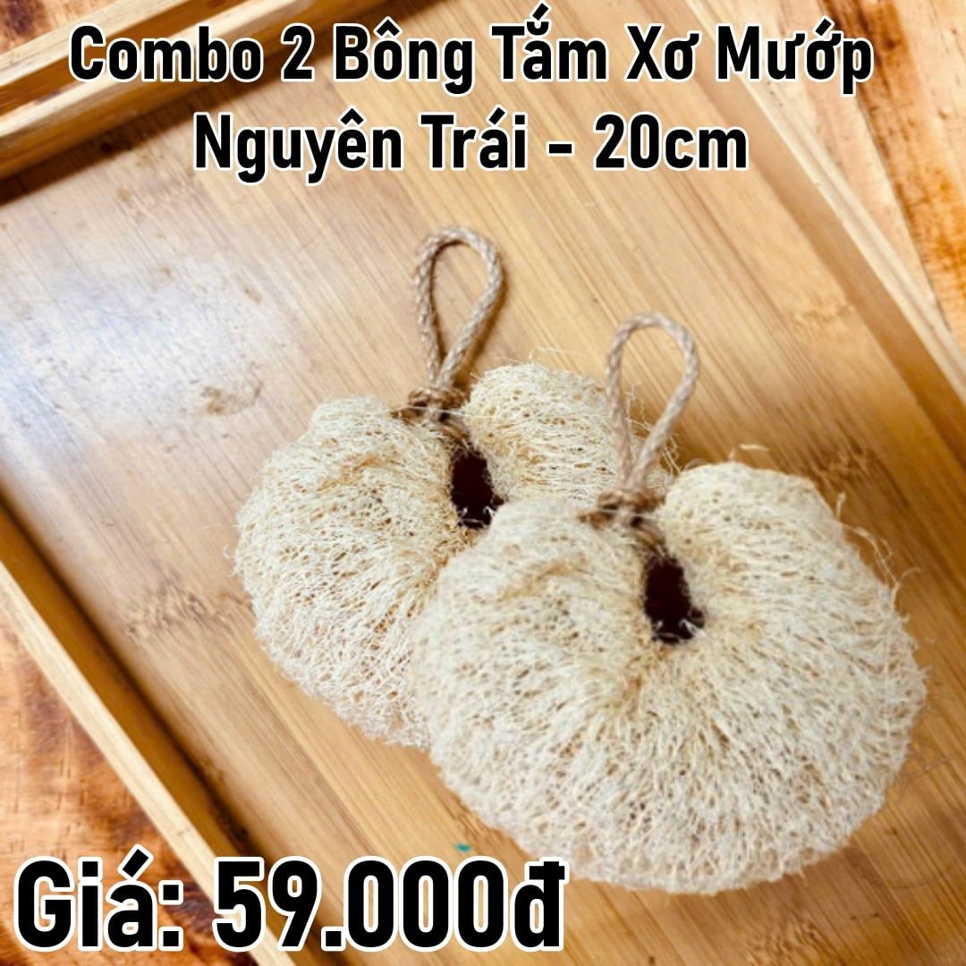  Bộ 2 2 bông tắm xơ mướp nguyên trái - 20cm 