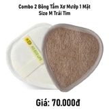  Bộ 2 2 bông tắm xơ mướp 1 mặt xơ size M trái tim 