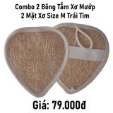  Bộ 2 2 bông tắm xơ mướp 2 mặt xơ size M trái tim 