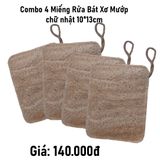  Bộ 4 4 miếng rửa bát xơ mướp chữ nhật 10x13cm 