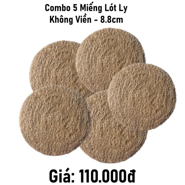  Bộ 5 5 lót ly xơ mướp không viền 8.8cm 