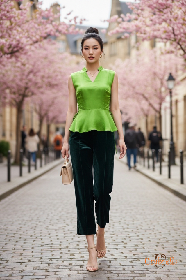  Áo lụa đan hông cổ V 