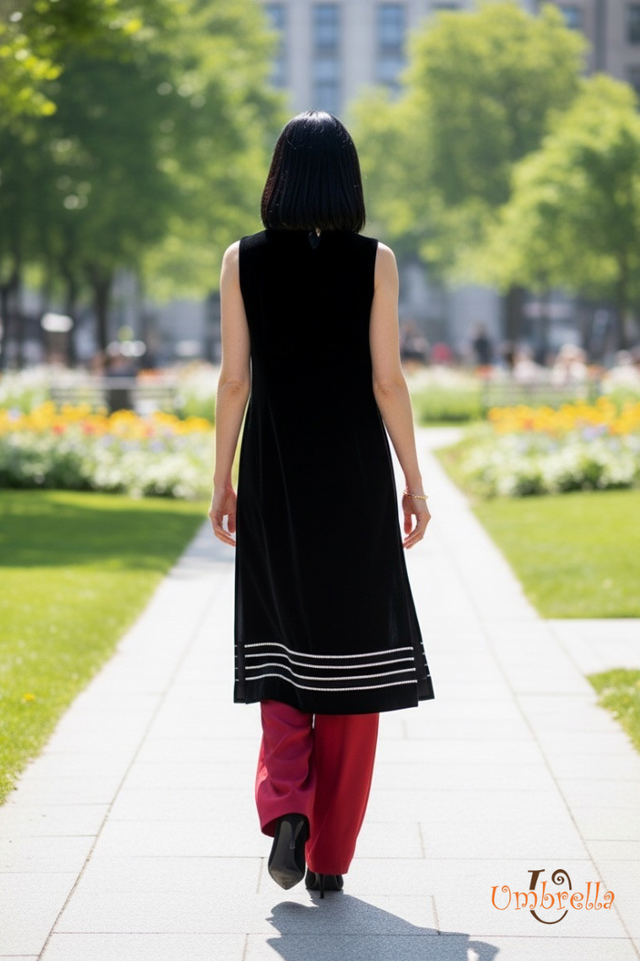  Áo dài sọc cườm 