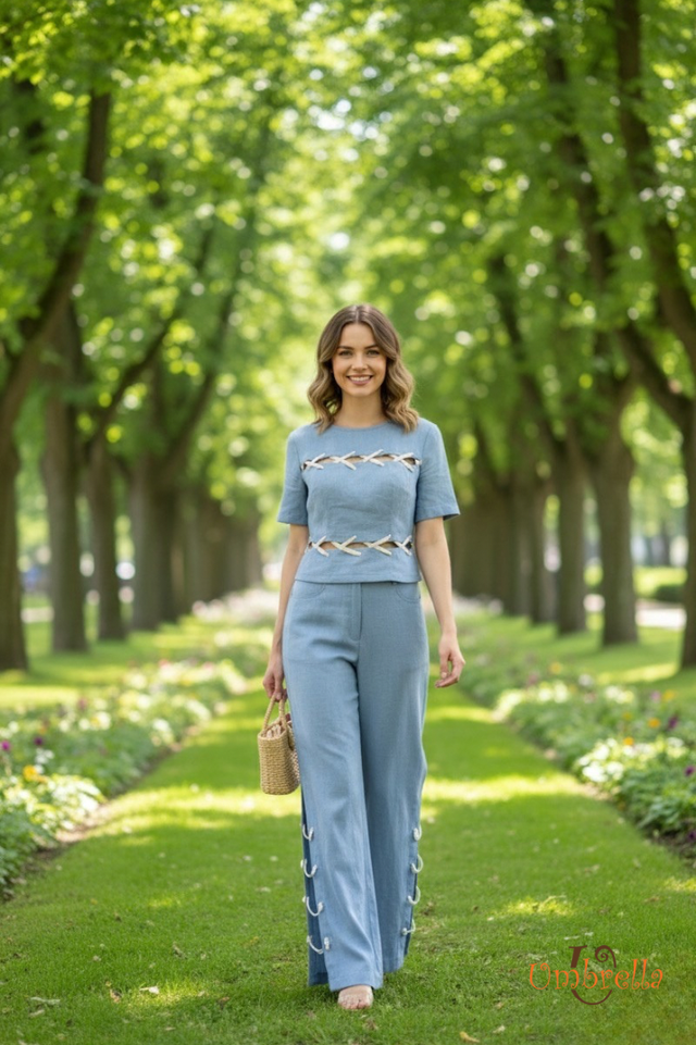  Quần Linen xẻ ống dây thừng 