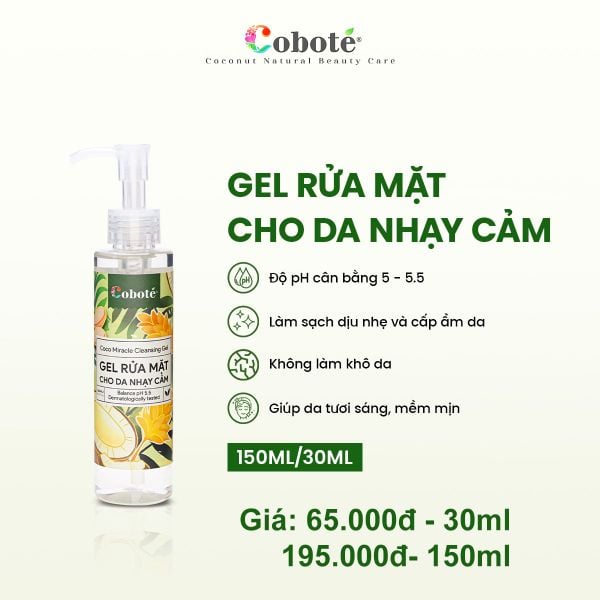  Sữa rửa mặt cho da nhạy cảm phong lữ Cobote 30ml 
