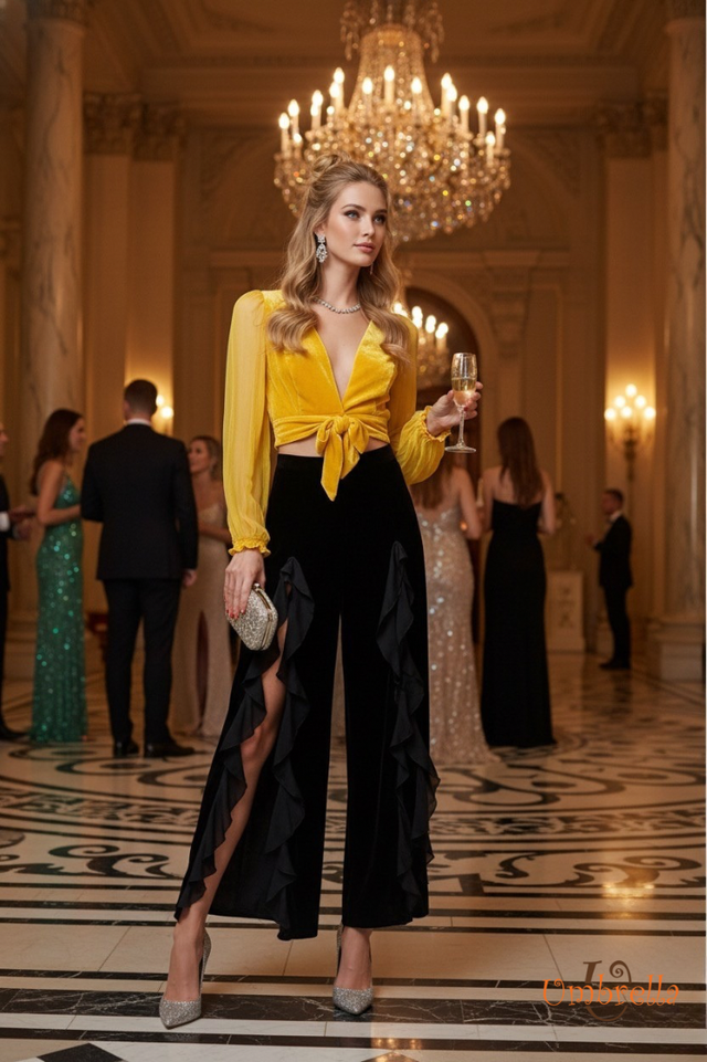  Áo nhung V ngực nơ eo 