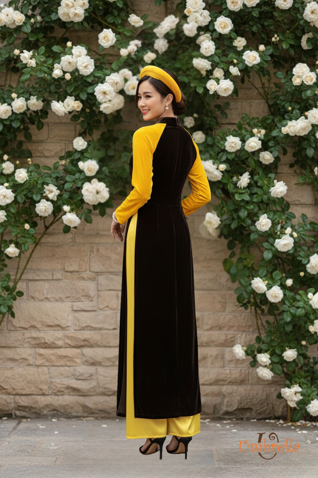  Áo dài cổ V 3 tà dài 