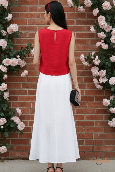  Áo Linen bèo dọc 1 bên 