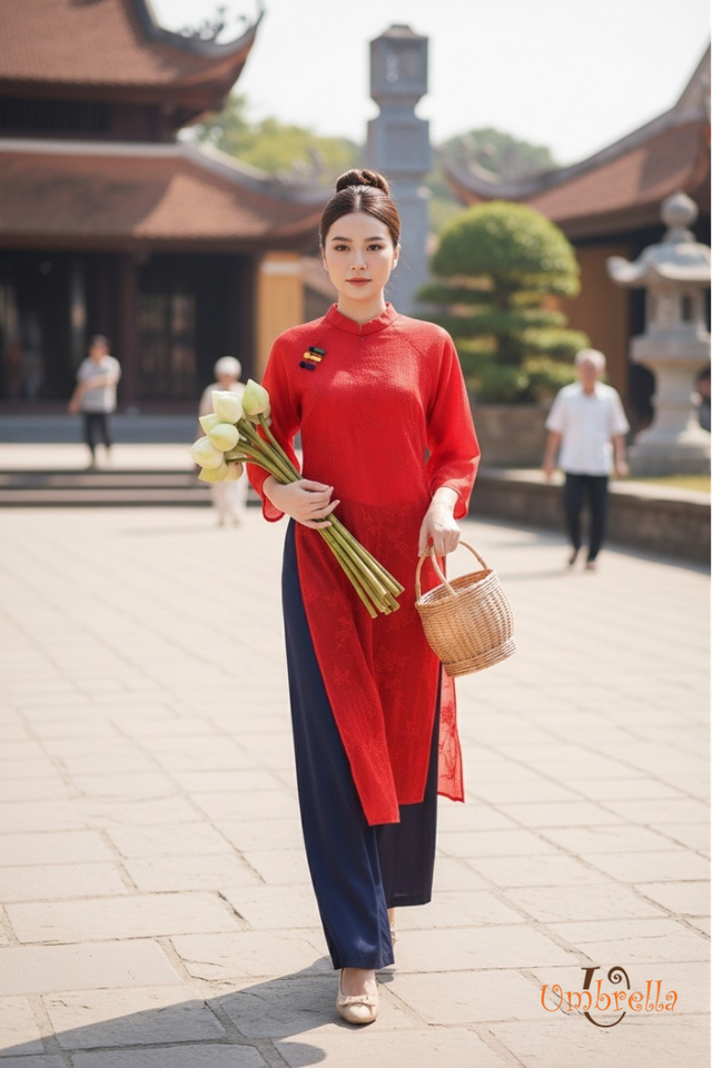  Áo dài Linen cách tân thêu 