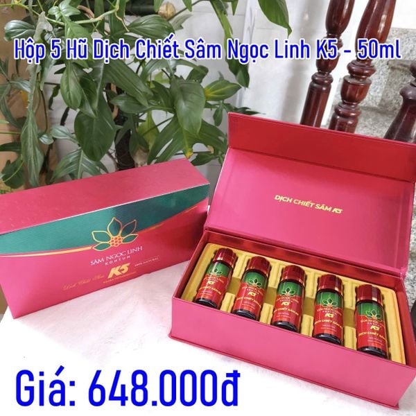  Hộp 5 Hũ Dịch Chiết Sâm Ngọc Linh K5 - 50ml 