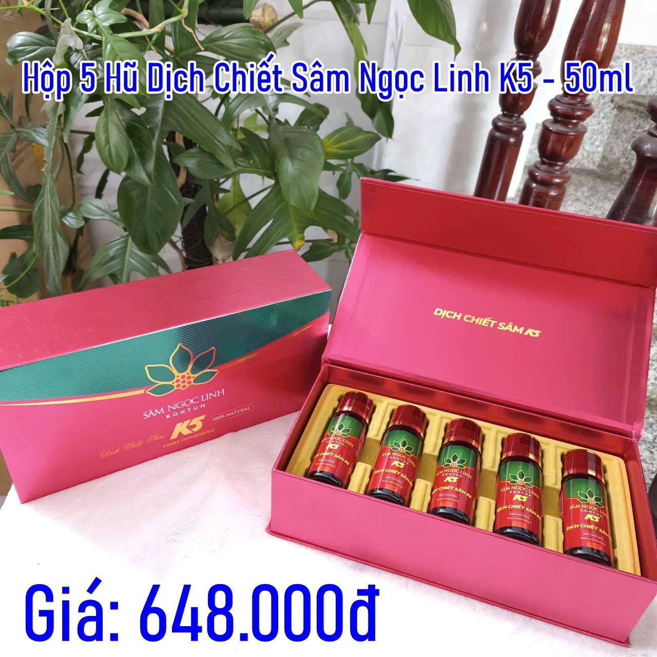  Hộp 5 Hũ Dịch Chiết Sâm Ngọc Linh K5 - 50ml 