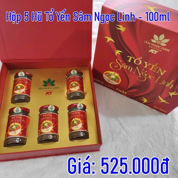  Tổ yến Sâm Ngọc Linh 100ml - 5 hũ/hộp 