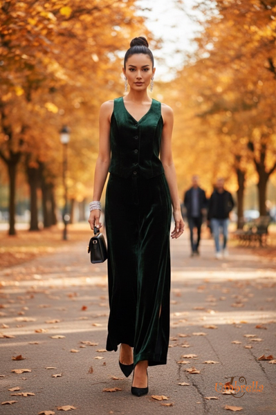  Áo nhung ghi lê khoét lưng 