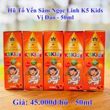  Tổ yến Sâm Ngọc Linh K5 Kids vị Đào 5 hũ/Lốc 