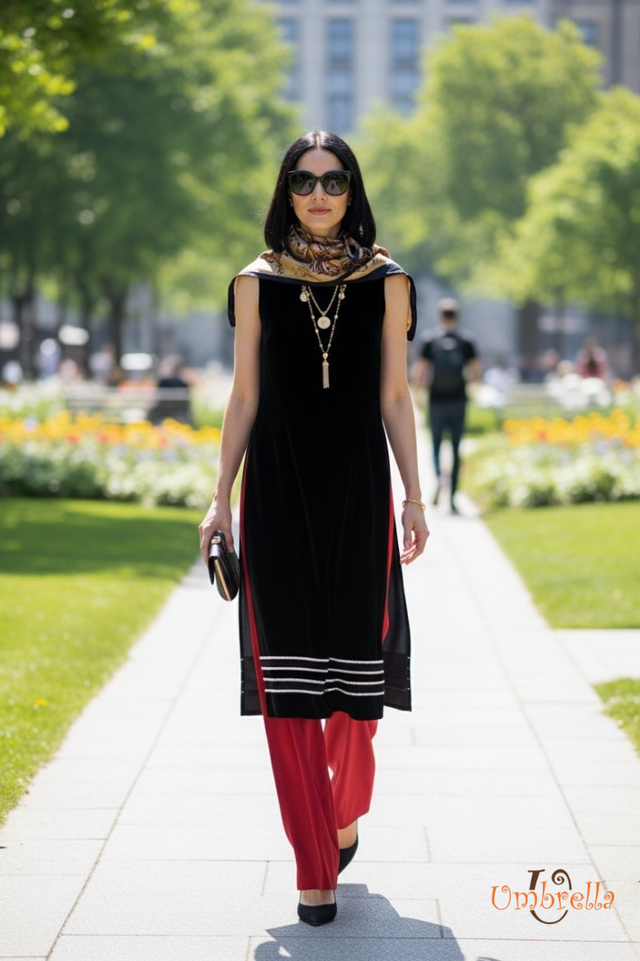  Áo dài sọc cườm 