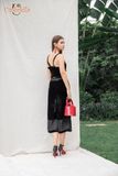  Áo croptop nhung đan trước 